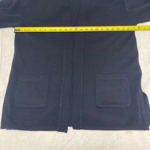 Valerie Stevens PetitesnOpen Front Cardigan Sweater Jacket Black Merino Wool - Picture 7 of 13
